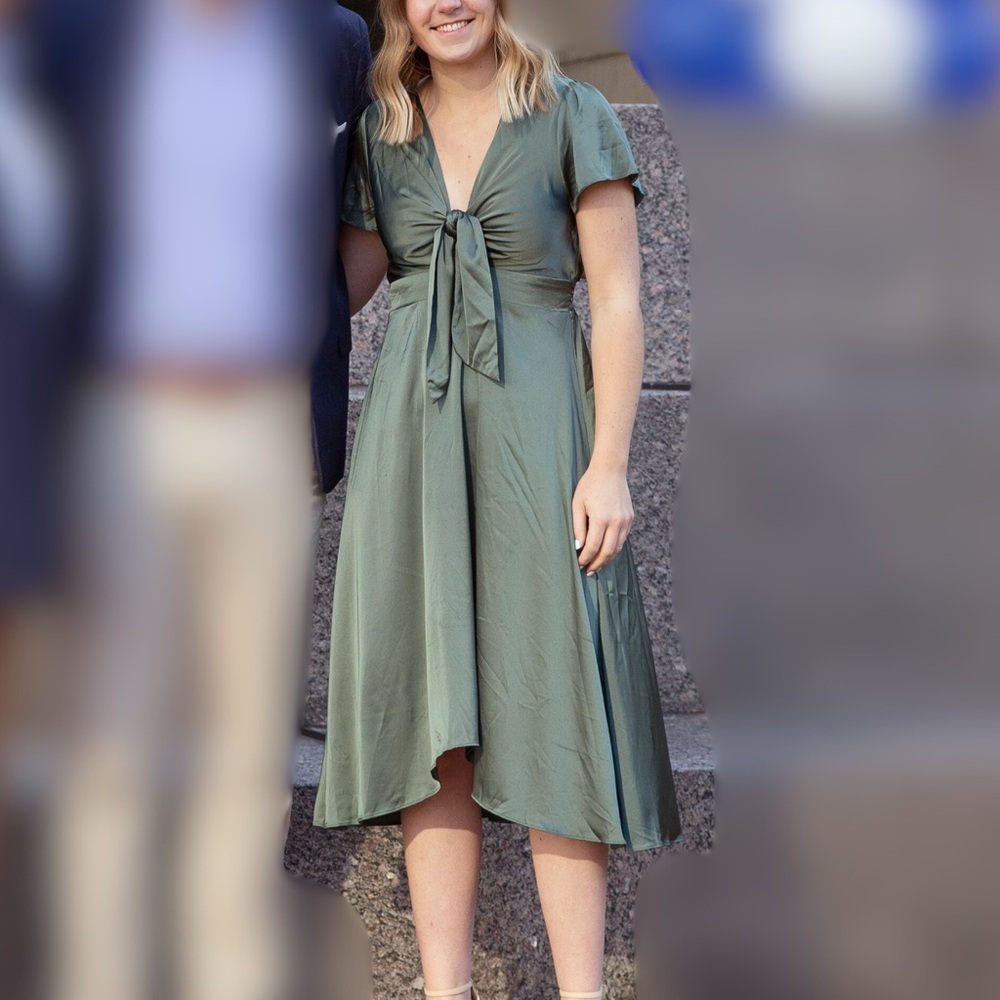Baltic Born Eucalyptus Tie-Front Midi Dress - Size S